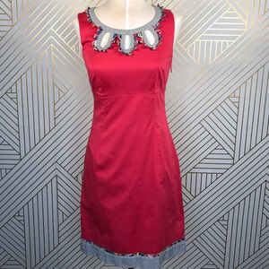 Boden‎ WH188 Red Sheath Applique Keyhole Dress